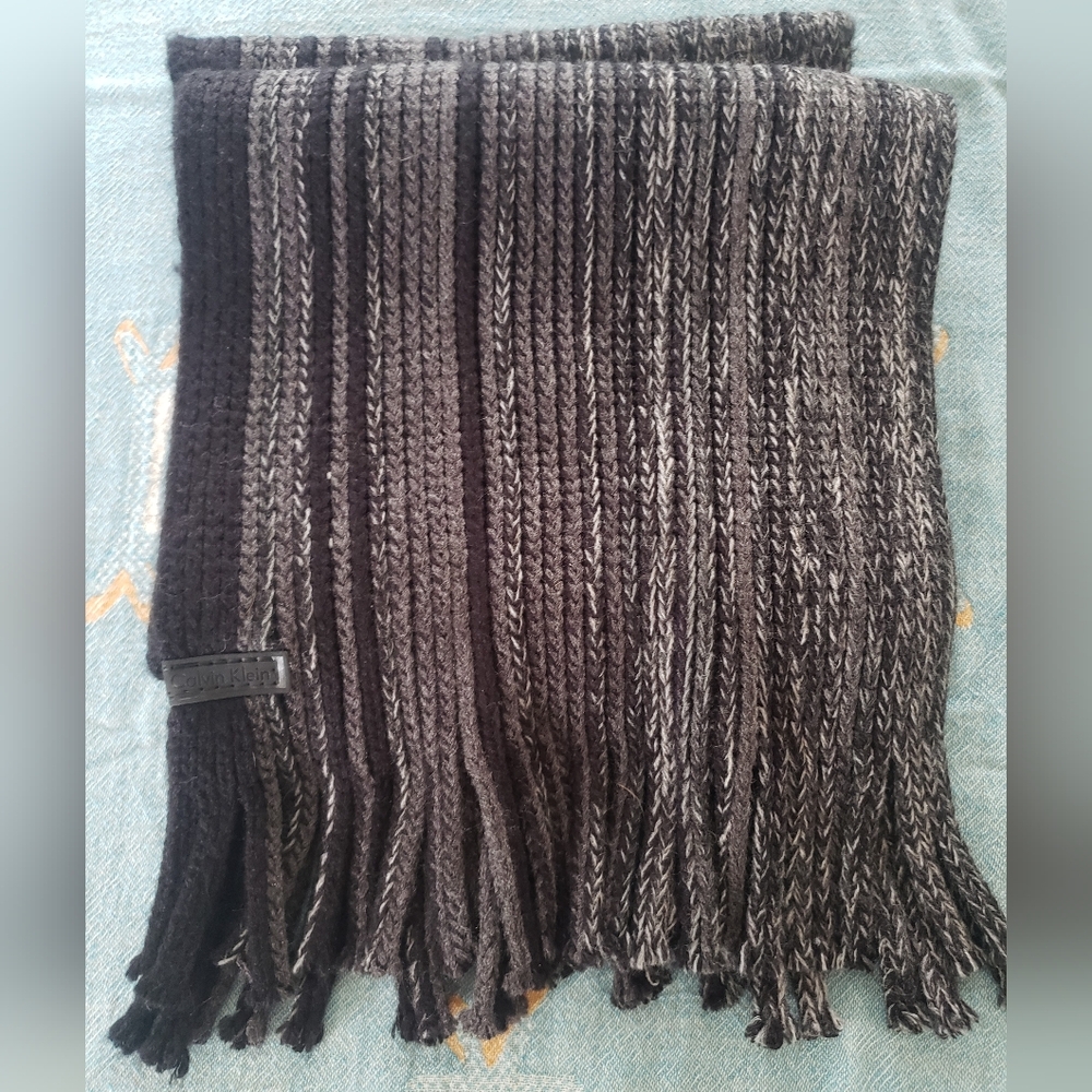 Calvin Klein Gray and Black Scarf